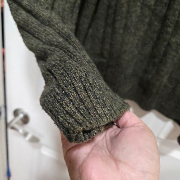 Oscar de la Renta Men’s Green Ribbed Quarter Zip Sweater Size Large - Picture 6 of 8